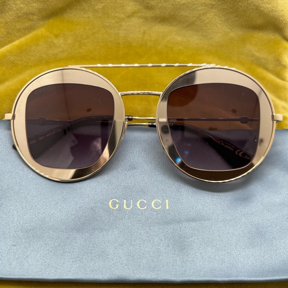 Gucci Gold Round Sunglasses